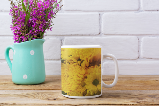 11 oz Ceramic Mug - Wagonesta- Yellow Bouquet