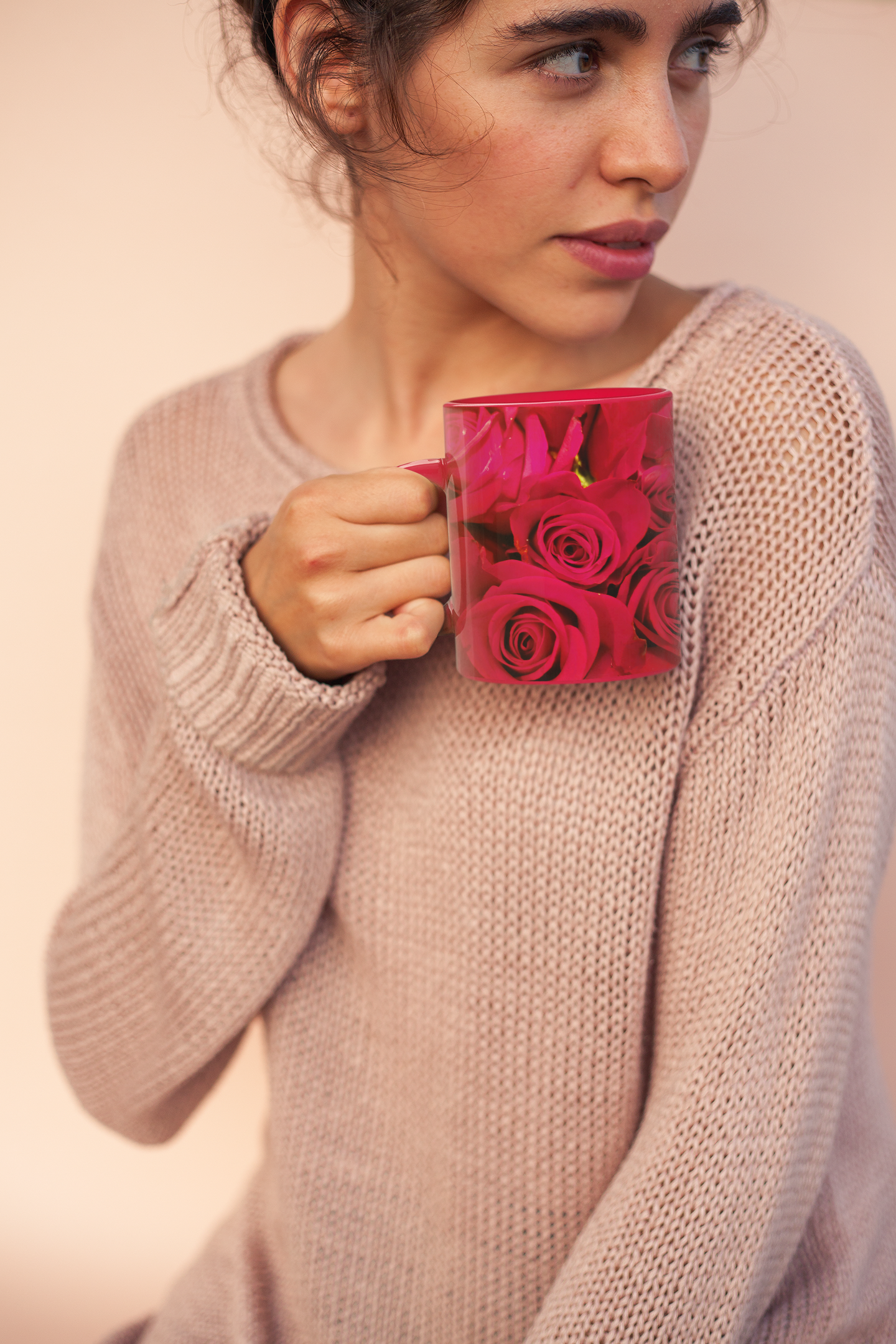 11 oz. Two-Tone Mug (Red) - Wagonesta - Red Roses