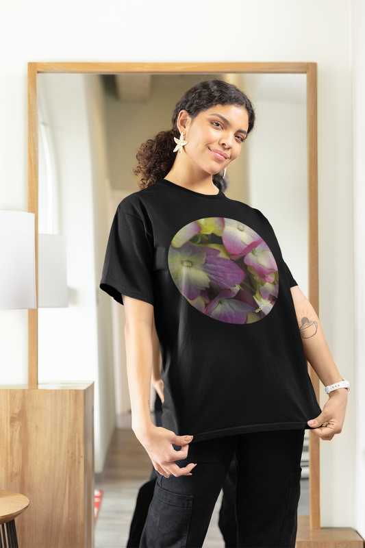 LAVENDER YELLOW HYDRANGEA- Unisex t-shirt