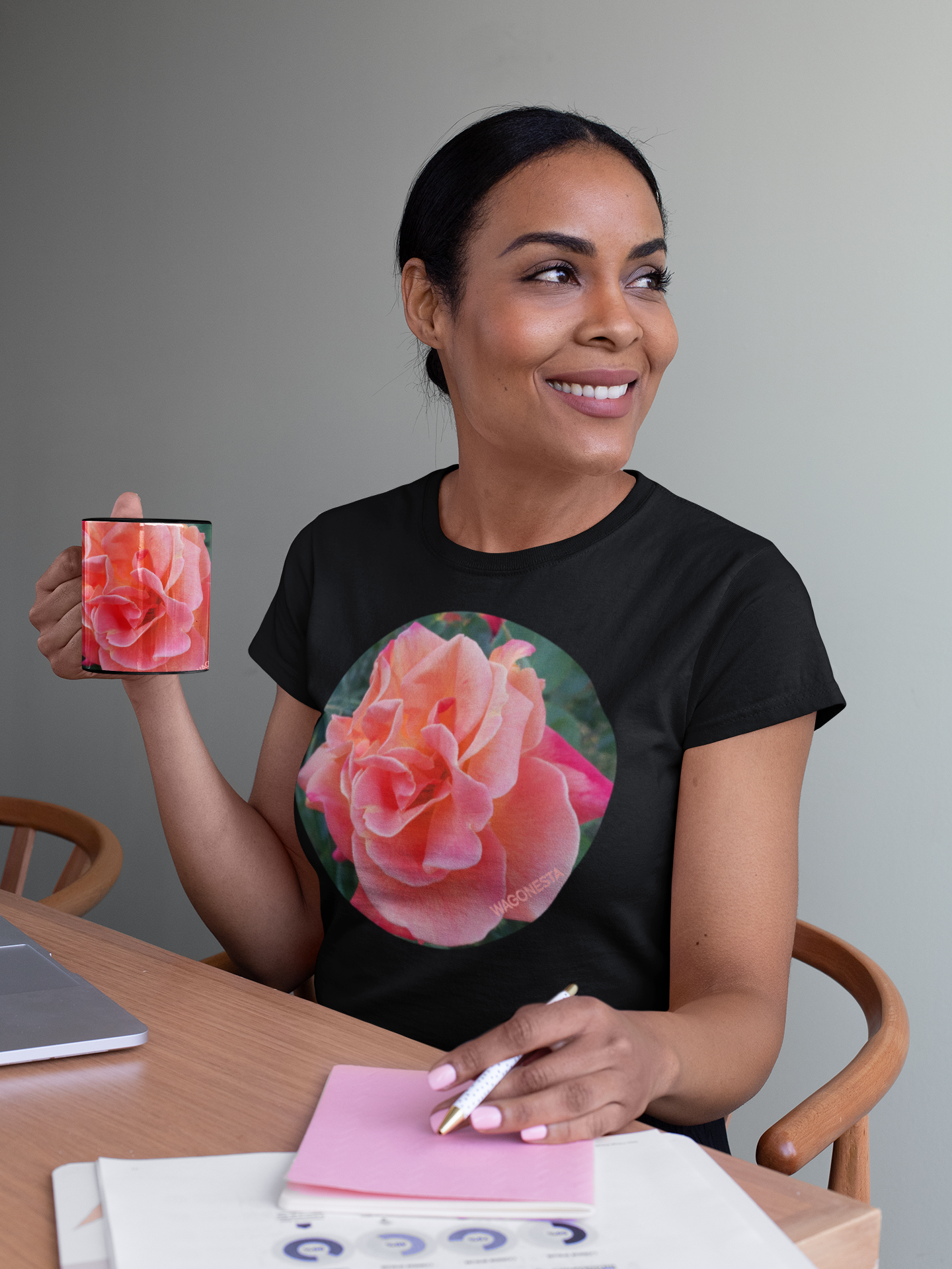 Peach Rose - Women's Softstyle Tee - Gildan- Mug 'n Tee
