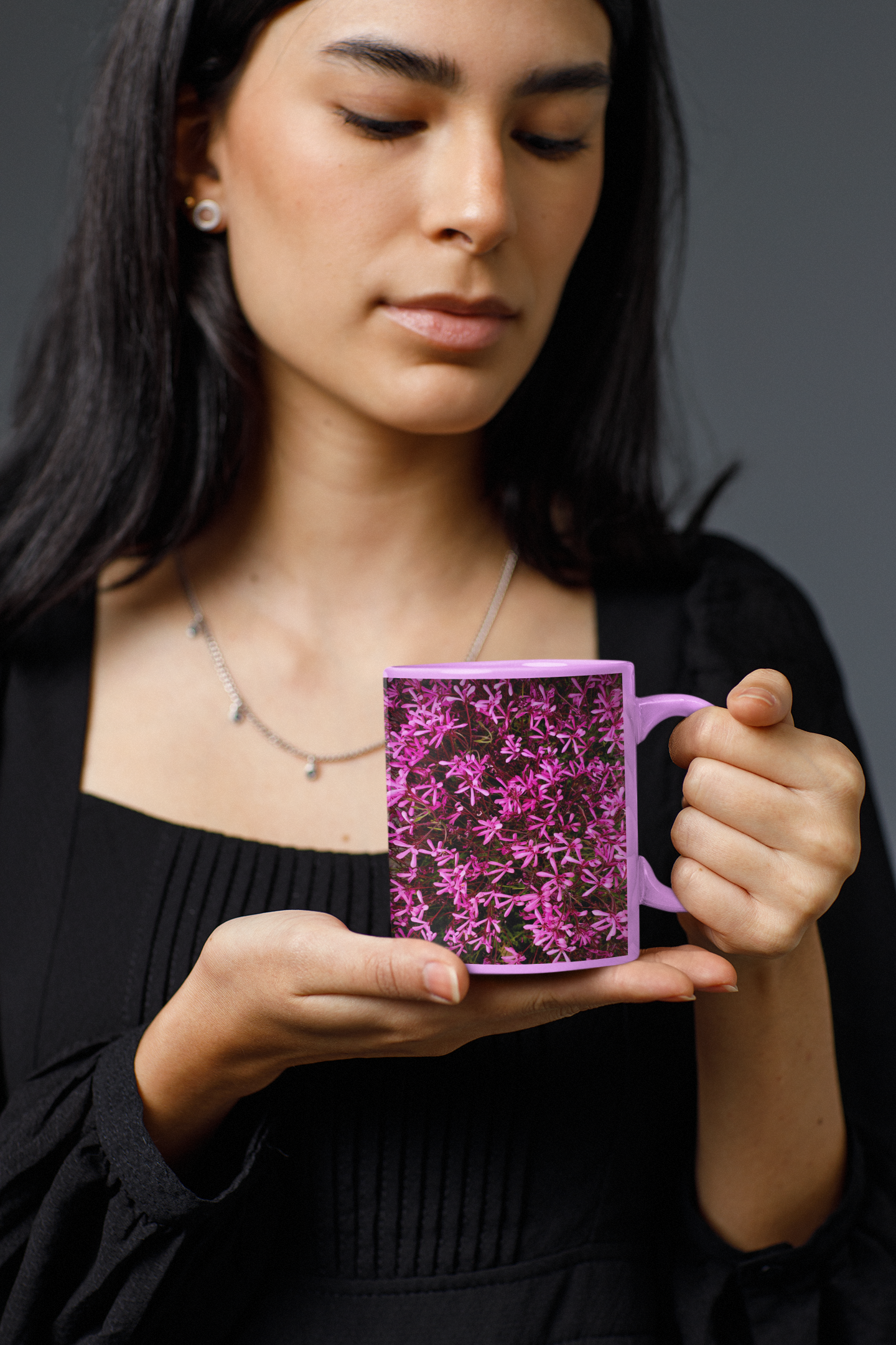 11 oz. Two-Tone Mug (Pink) - Wagonesta - Tiny Pink Petals