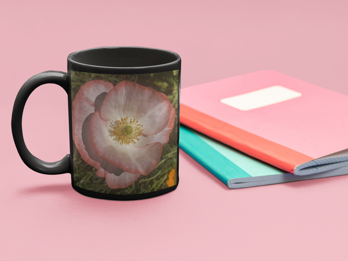 11 oz Black Mug - Wagonesta - Double Poppies