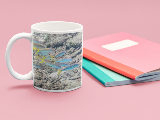 BRIGHT LITTLE FISH - White glossy mug