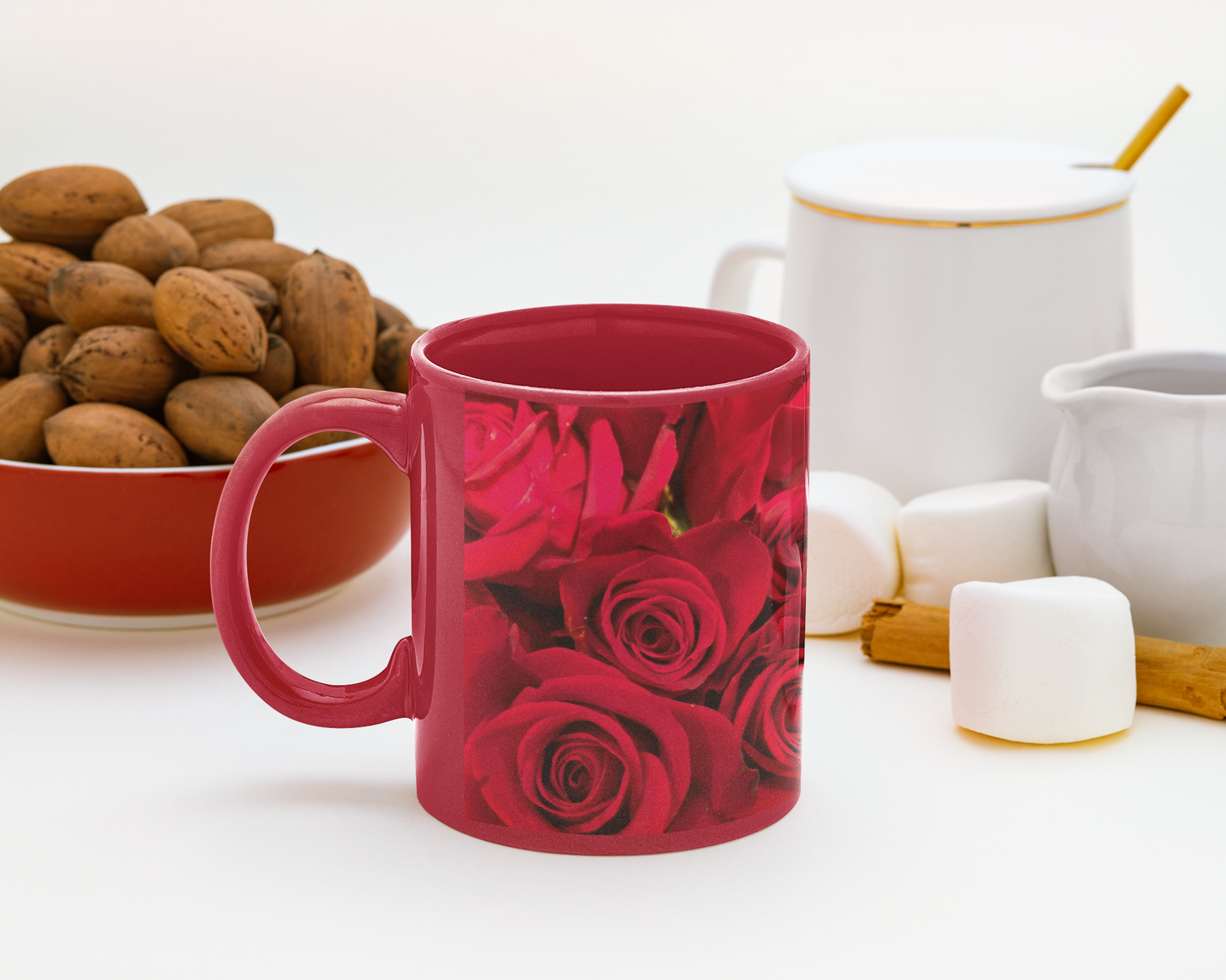 11 oz. Two-Tone Mug (Red) - Wagonesta - Red Roses