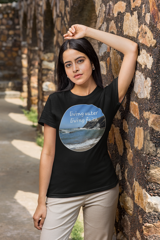 FAITH - LIVING WATER, LIVING FAITH - Women's 100% Cotton Short Sleeve Tee