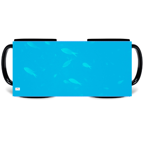 11 oz Black Mug - Wagonesta - Fish in Aqua