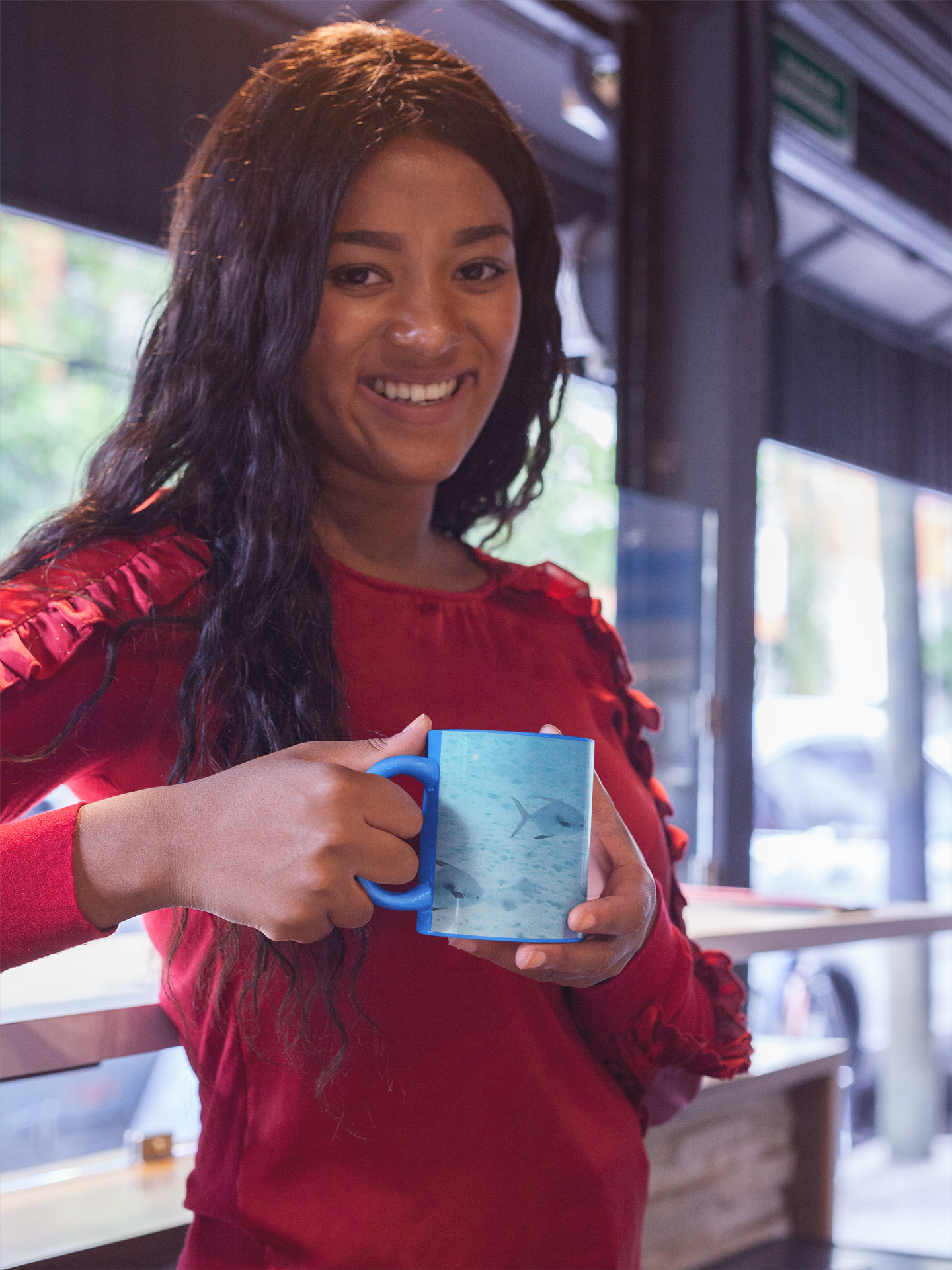 11 oz. Two-Tone Mug (Blue) - Wagonesta - Little Blue Fish