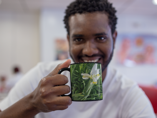WHITE IRIS - Black Glossy Mug