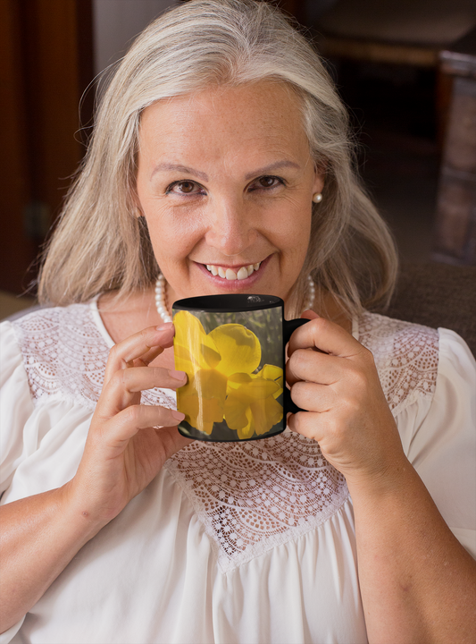 YELLOW DAFFODIL- Black Glossy Mug