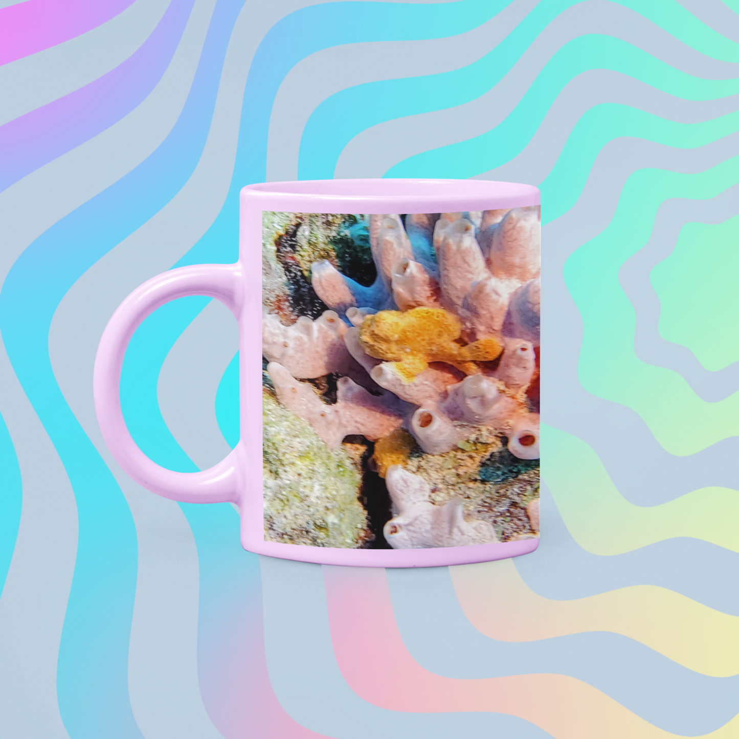 11 oz. Two-Tone Mug (Pink) - Wagonesta- Frog Fish