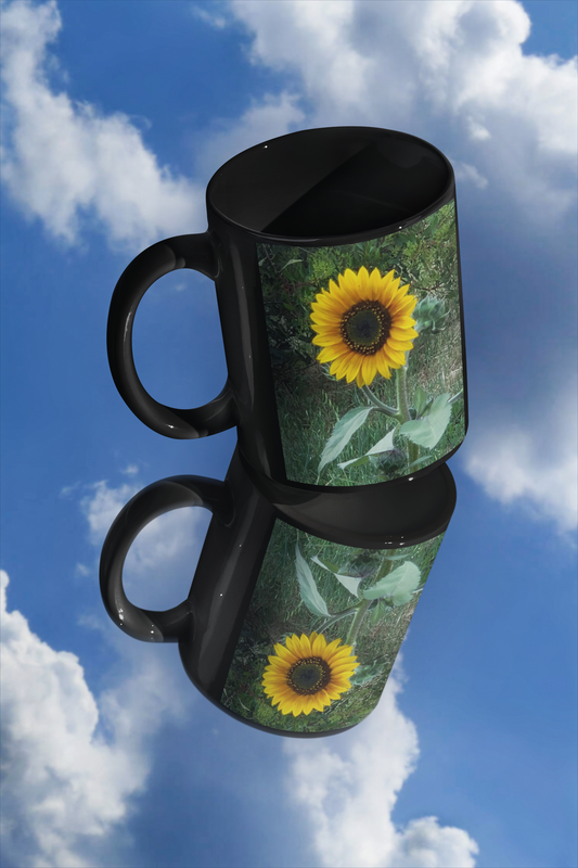 SUNFLOWER - Black Glossy Mug