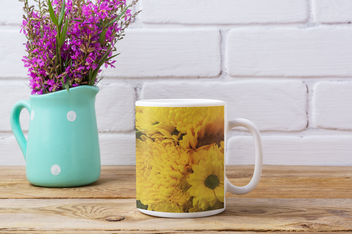 11 oz Ceramic Mug - Wagonesta- Yellow Bouquet