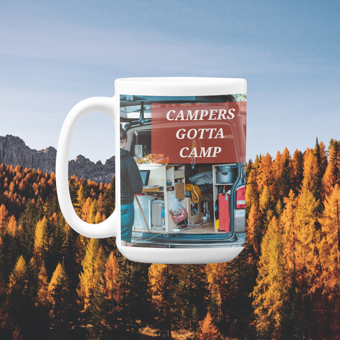 15 oz Ceramic Mug - Wagonesta  - Campers Gotta Camp