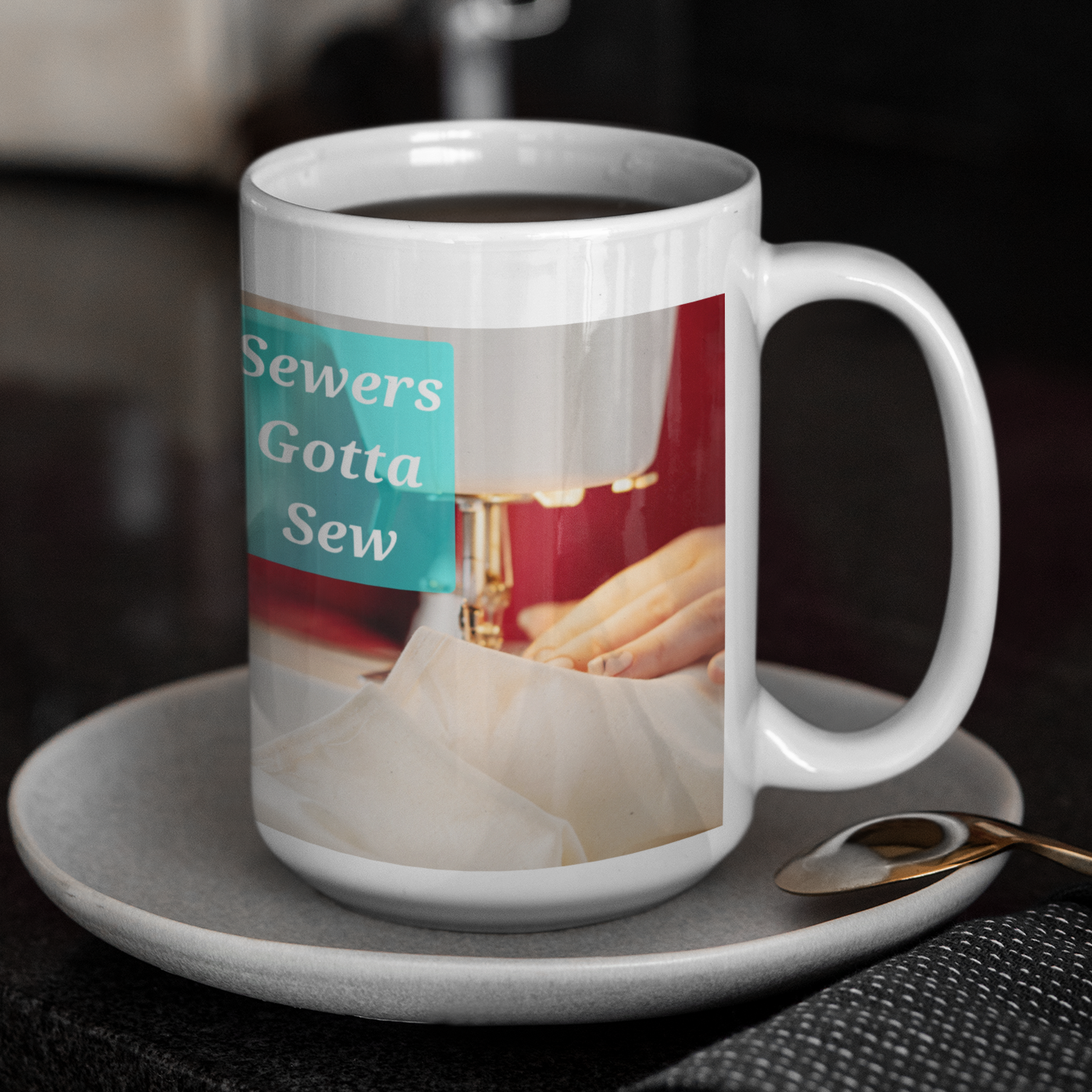 15 oz Ceramic Mug - Wagonesta- Sewers Gotta Sew