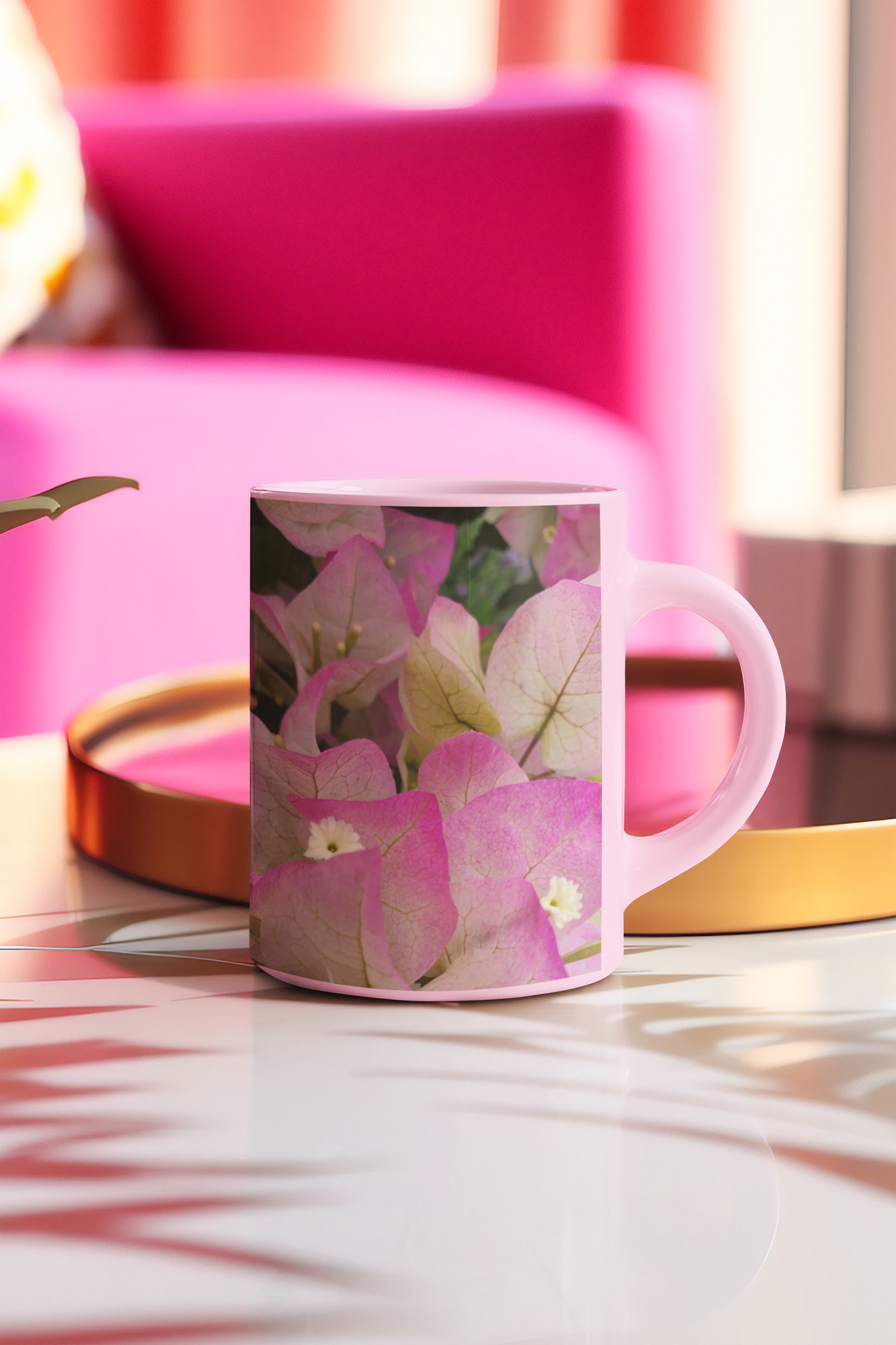 11 oz. Two-Tone Mug (Pink) - Wagonesta - Pink Bougainvillea