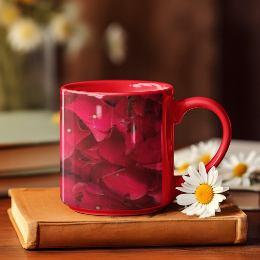 11 oz. Two-Tone Mug (Red) - Wagonesta  - Red Hydrangea