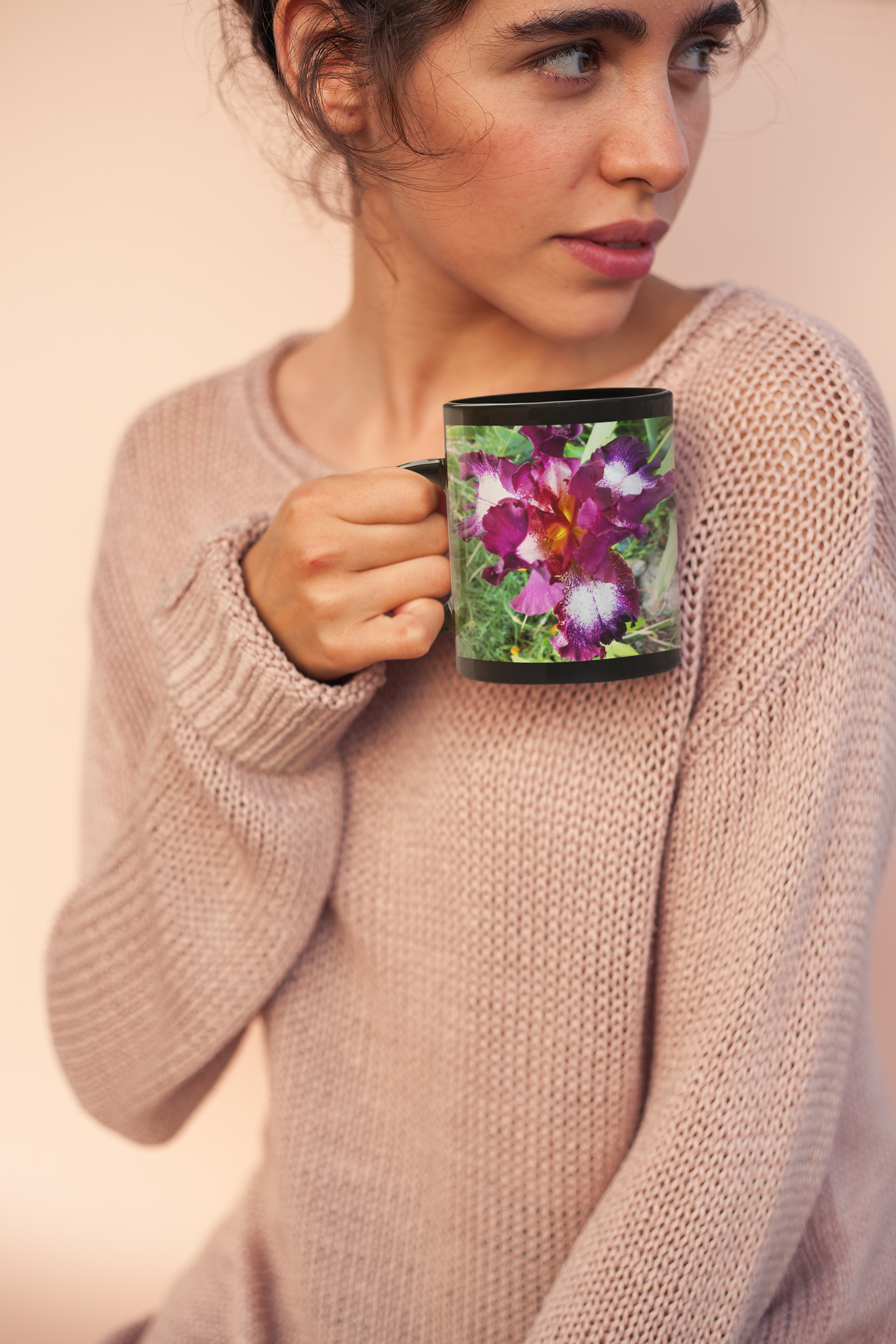 11 oz Black Mug - Wagonesta- Variegated Iris