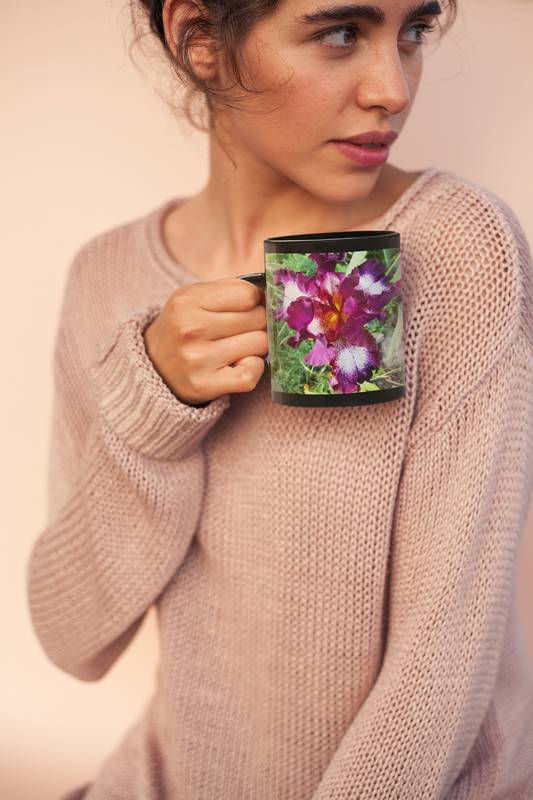 11 oz Black Mug - Wagonesta- Variegated Iris