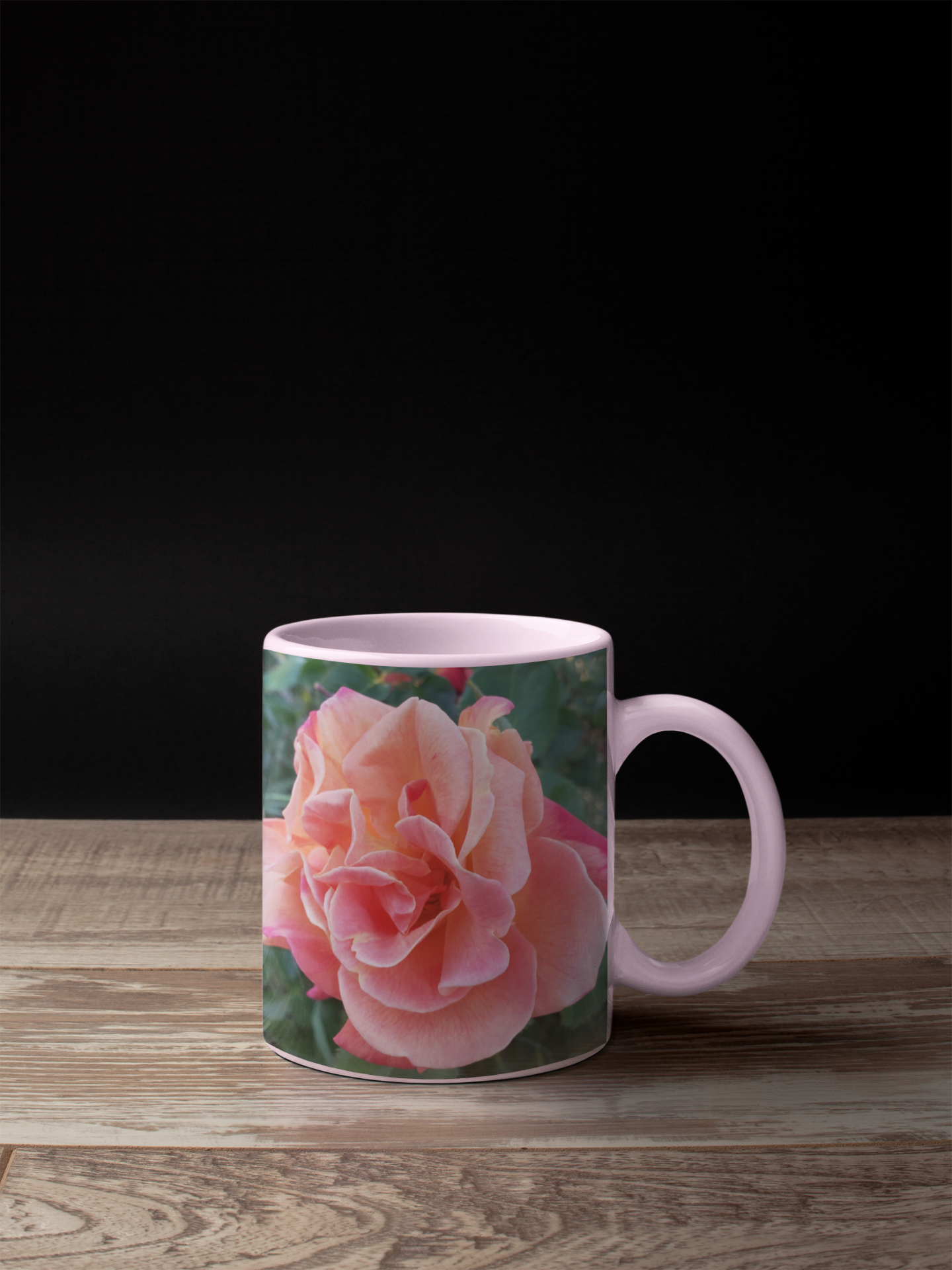 11 oz. Two-Tone Mug (Pink) - Wagonesta - Single Pink Rose