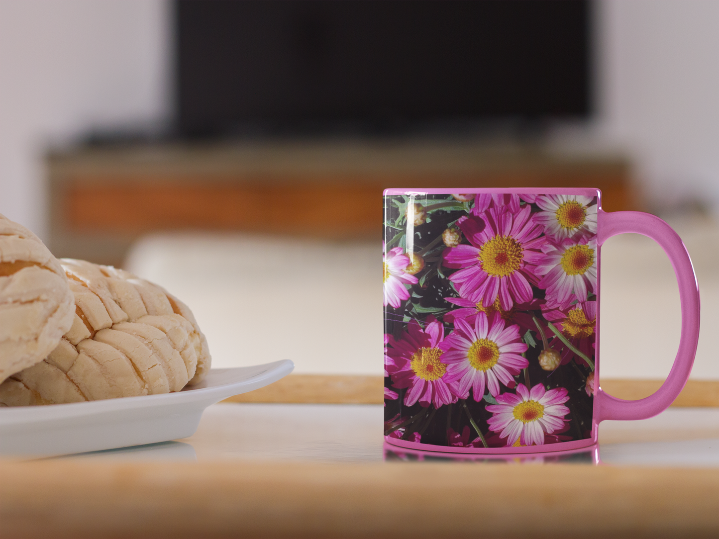 11 oz. Two-Tone Mug (Pink) - Wagonesta - Pink Posies