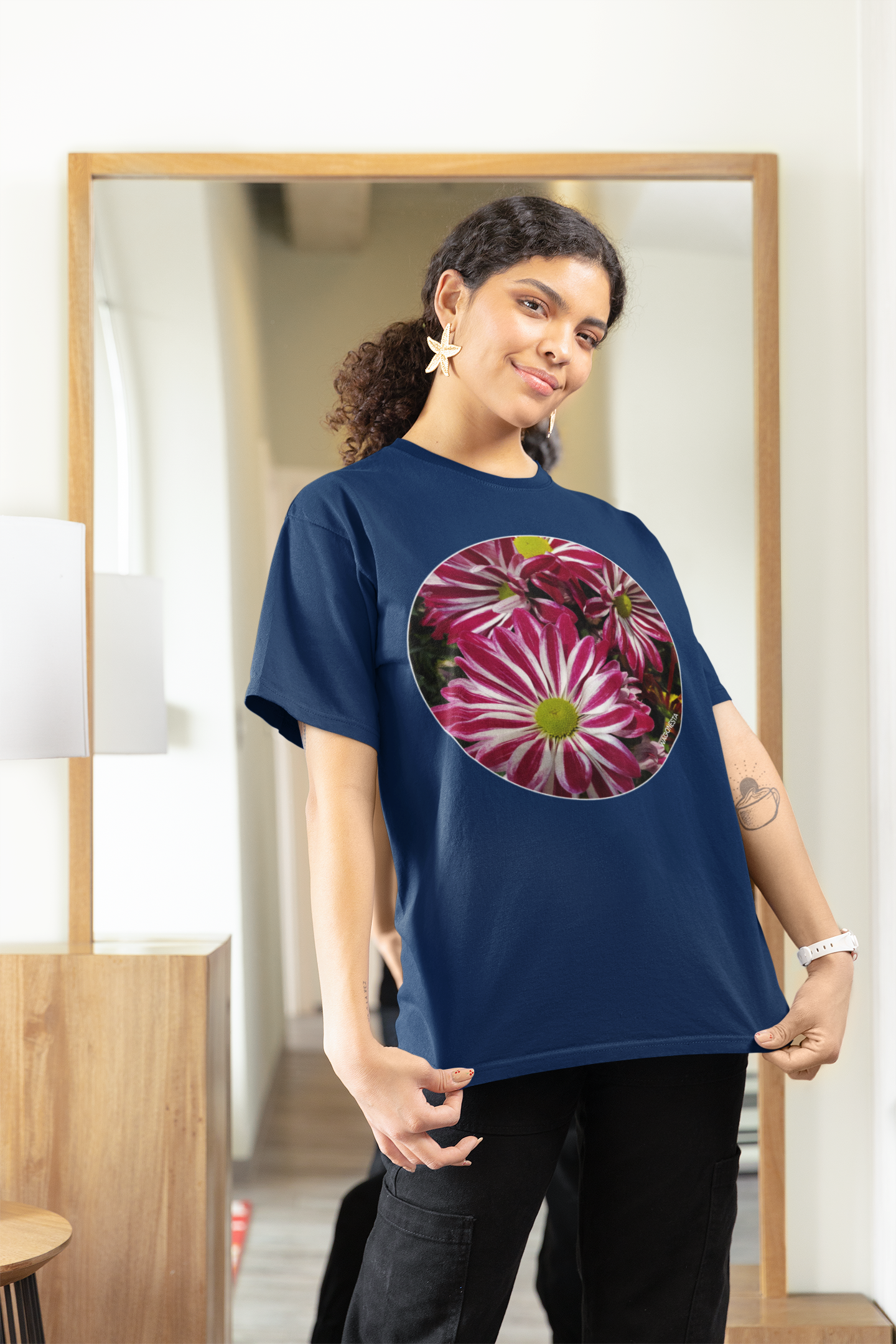 Striped Flowers - Women's Softstyle Tee - Gildan + Mug 'n Tee