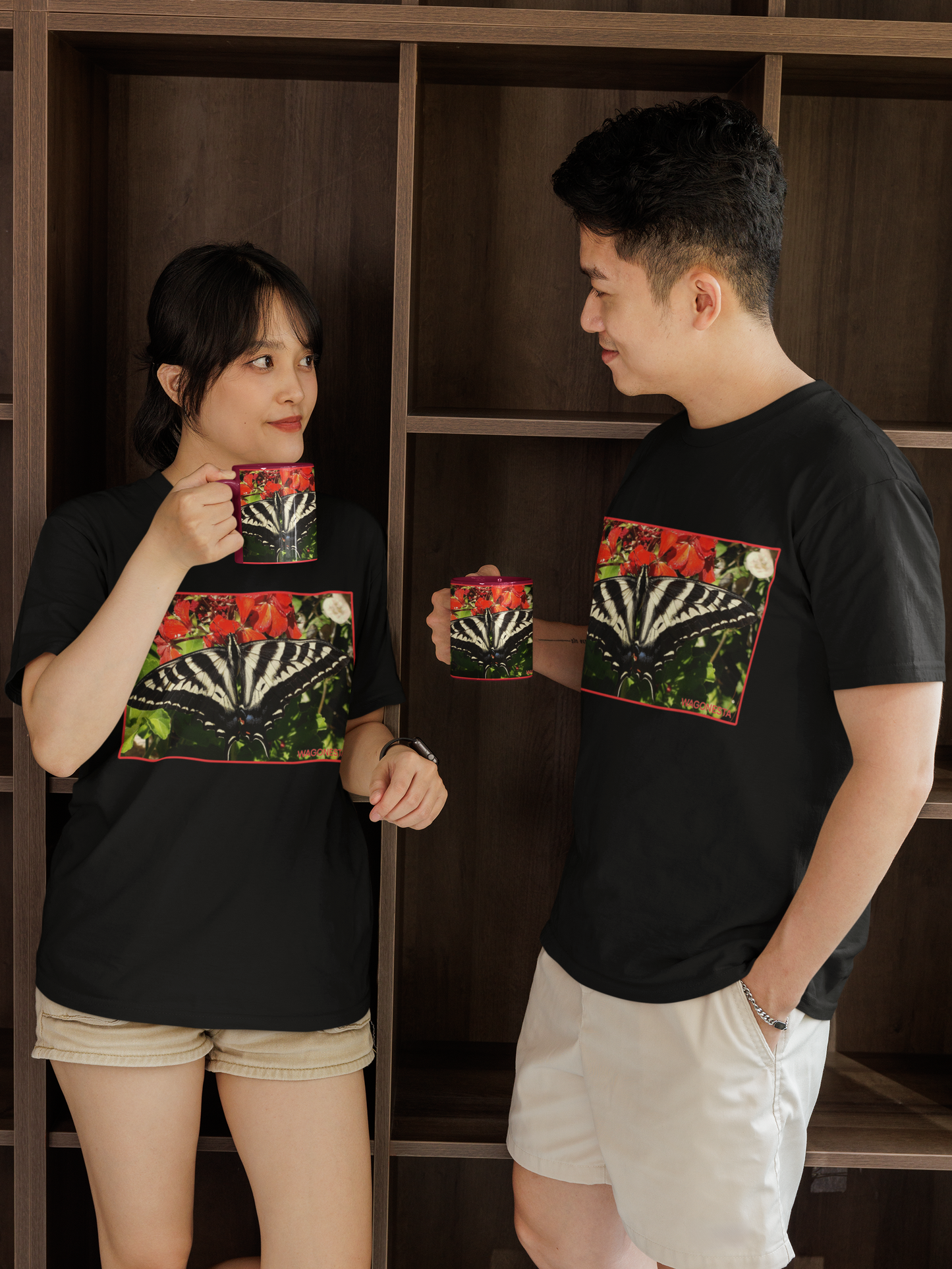 Butterfly on Centranthus- Unisex Jersey Short Sleeve Tee - Bella+Canvas +Mug 'n Tee