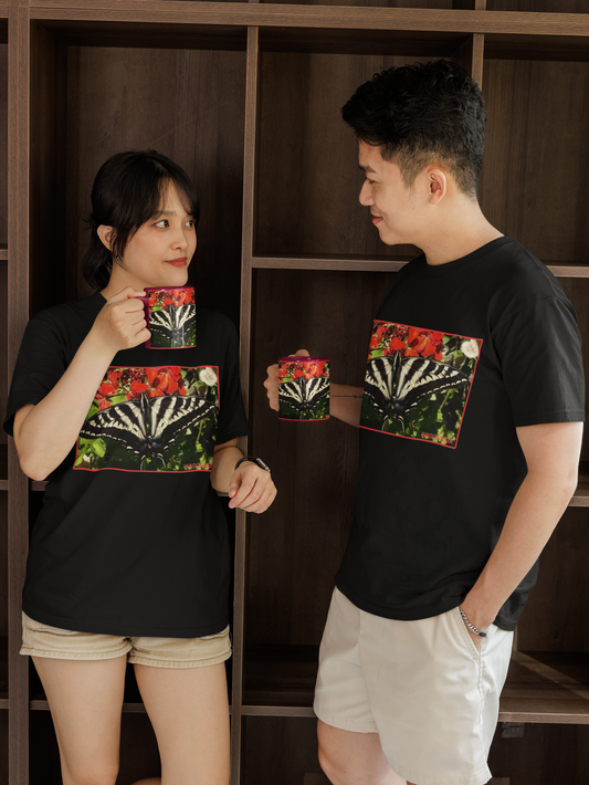 Butterfly on Centranthus- Unisex Jersey Short Sleeve Tee - Bella+Canvas +Mug 'n Tee