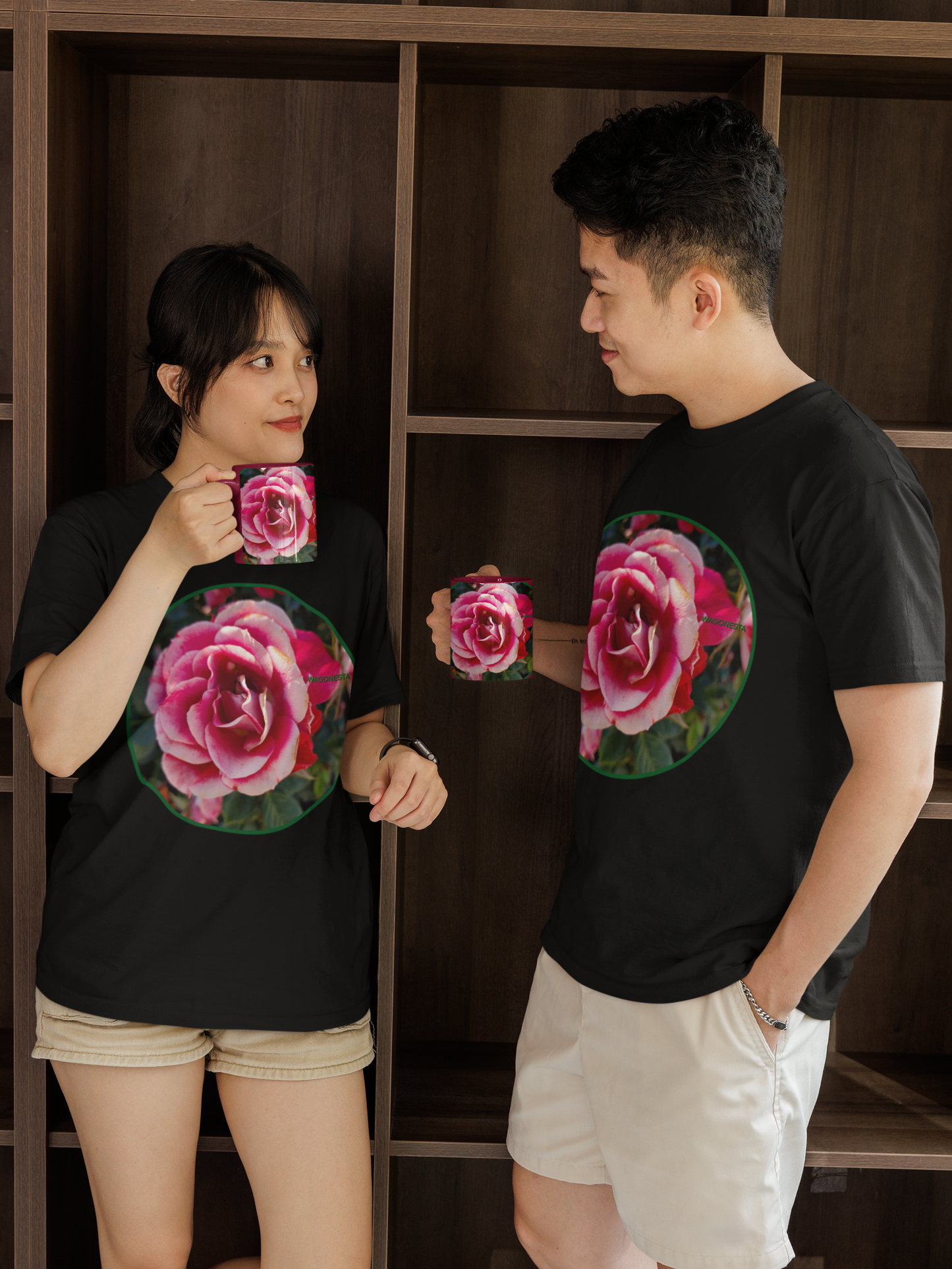 Two Tone Roses - Unisex Jersey Short Sleeve Tee - Bella+Canvas + Mug 'n Tee