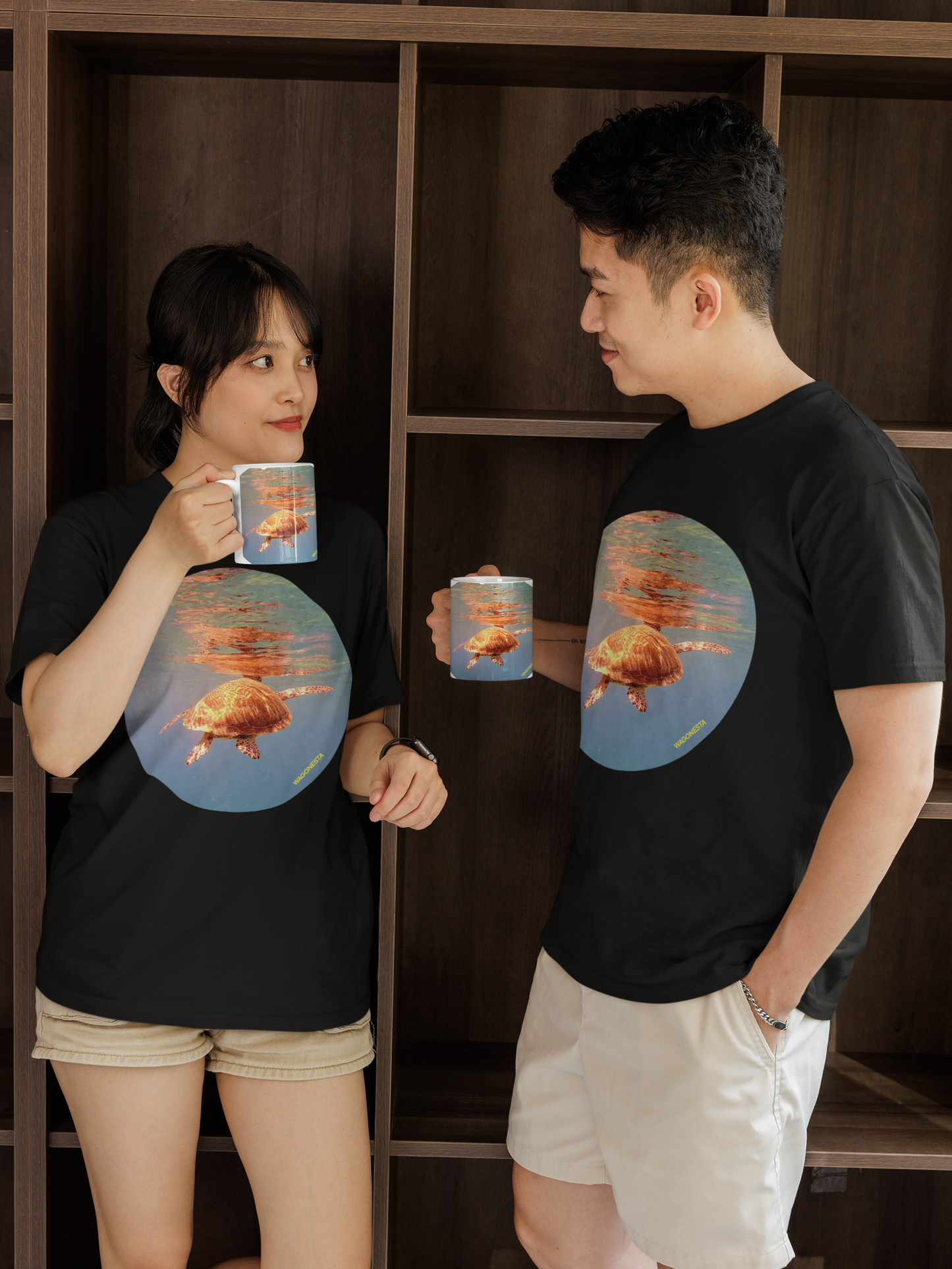 Swimming Turtle - Unisex Jersey Short Sleeve Tee - Bella+Canvas+Mug 'n Tee