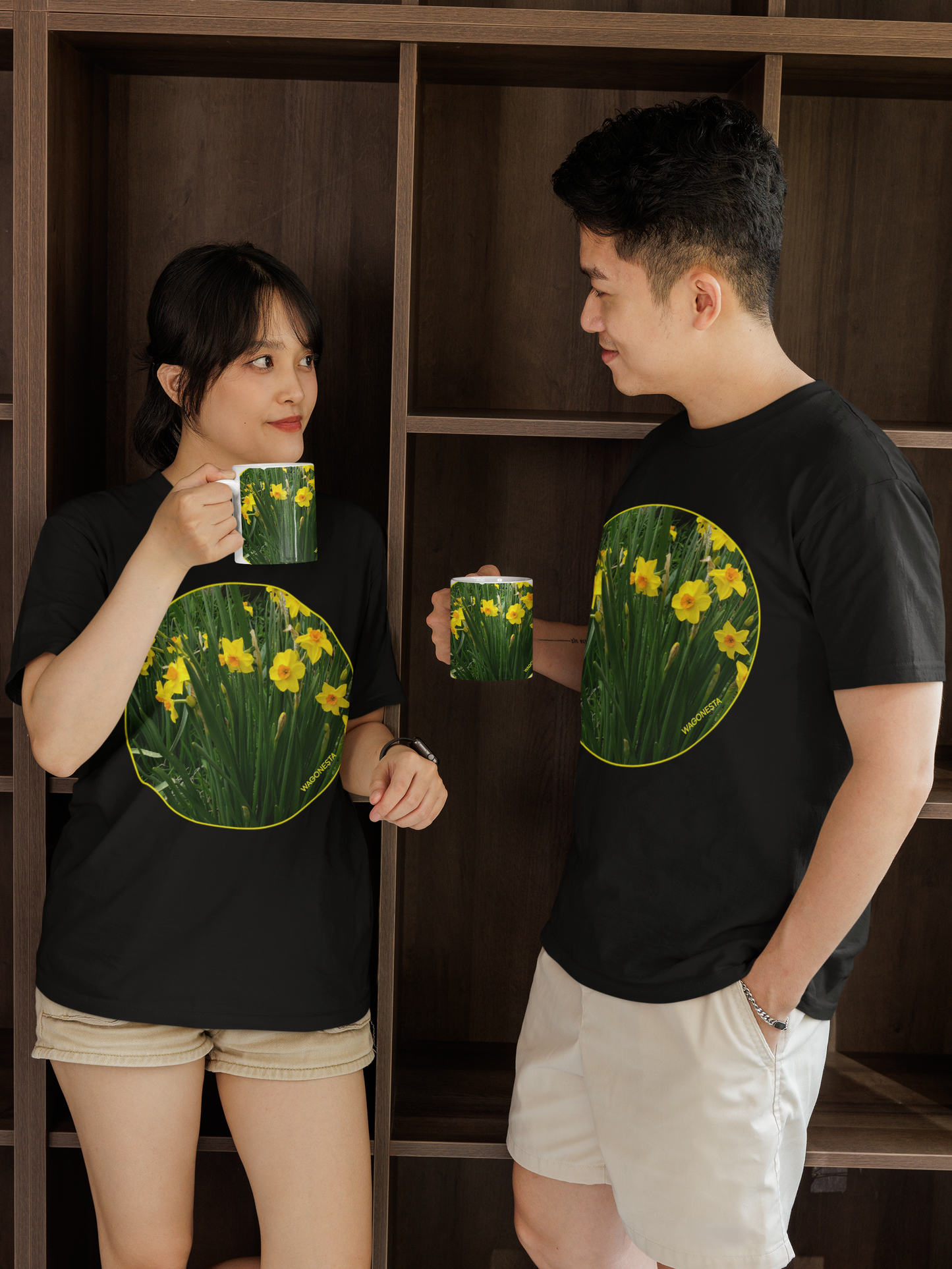 Daffodils in Green - Unisex Jersey Short Sleeve Tee - Bella+Canvas+Mug 'n Tee