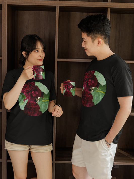 Double Hollyhocks- Unisex Jersey Short Sleeve Tee - Bella+Canvas +Mug 'n Tee