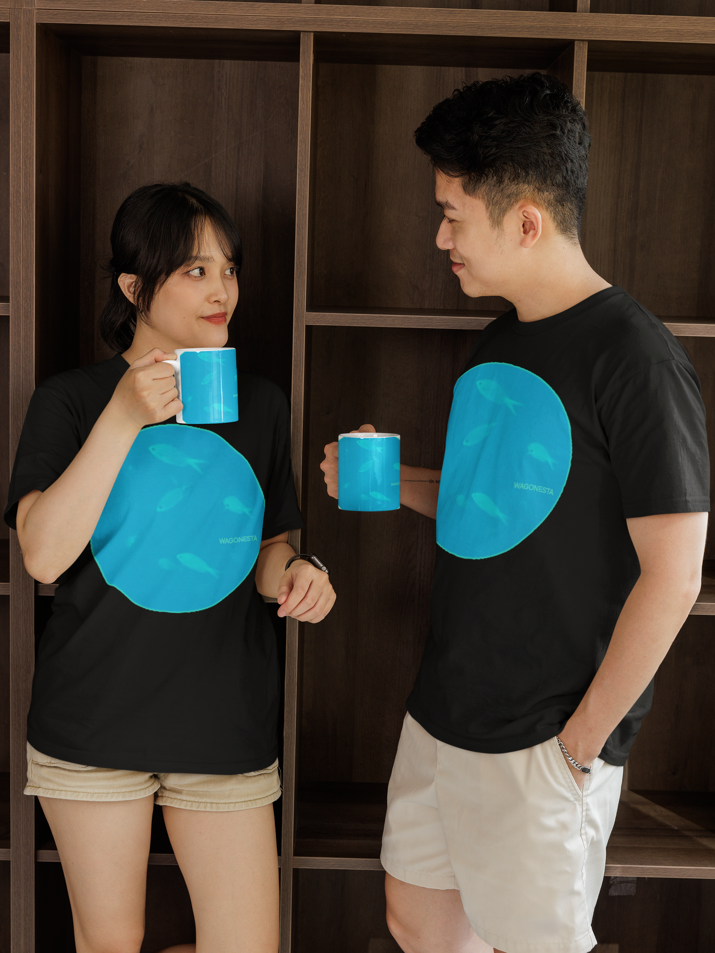 Fish in Aqua - Unisex Jersey Short Sleeve Tee - Bella+Canvas + Mug 'n Tee