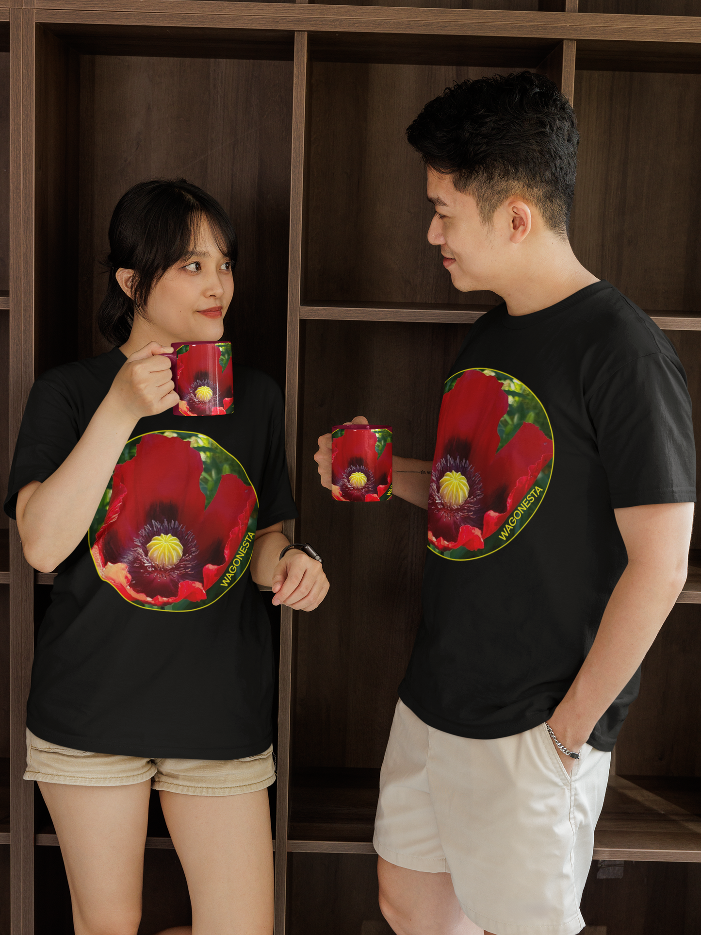 Large Oriental Poppy - Unisex Jersey Short Sleeve Tee - Bella+Canvas +Mug 'n Tee