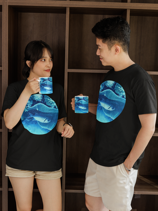 Fish in the Shadow  - Unisex Jersey Short Sleeve Tee - Bella+Canvas + Mug 'n Tee