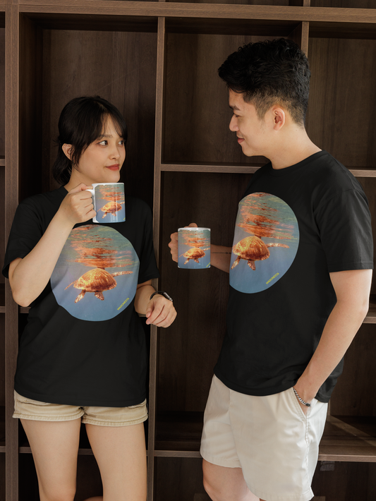 Glowing Turtle- Unisex Jersey Short Sleeve Tee - Bella+Canvas + Mug 'n Tee