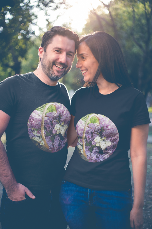 Lilacs in a Basket - Unisex Jersey Short Sleeve Tee - Bella+Canvas+Mug 'n Tee