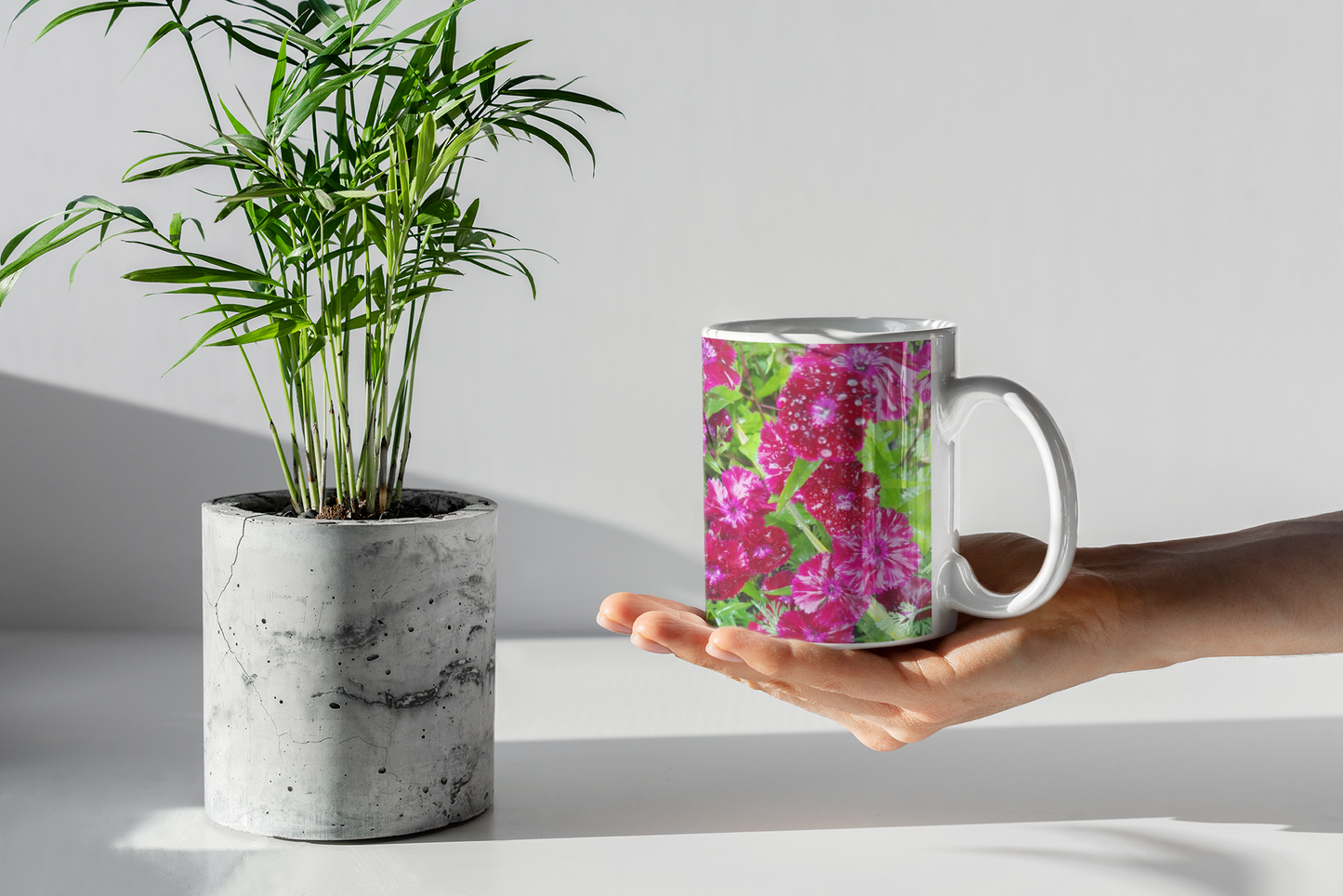 11 oz. Two-Tone Mug (Pink) - Wagonesta - Raindrops on Petals