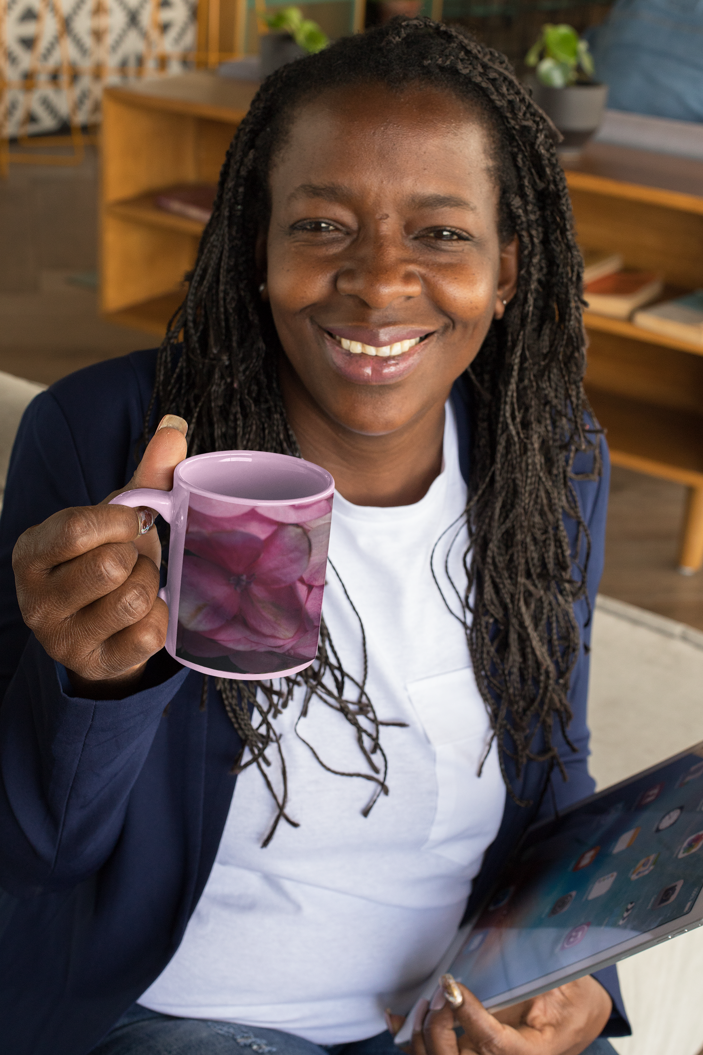 11 oz. Two-Tone Mug (Pink) - Wagonesta - Pink Hydrangea