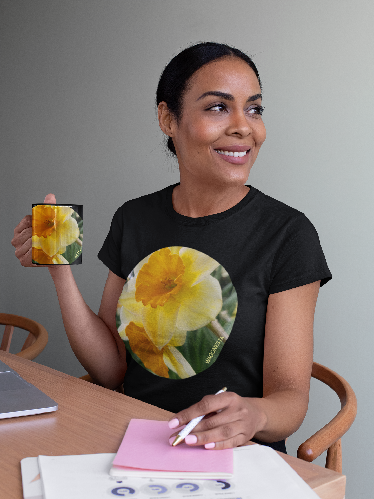 Orange and Yellow Daffodils- Women's Softstyle Tee - Gildan+ Mug 'n Tee