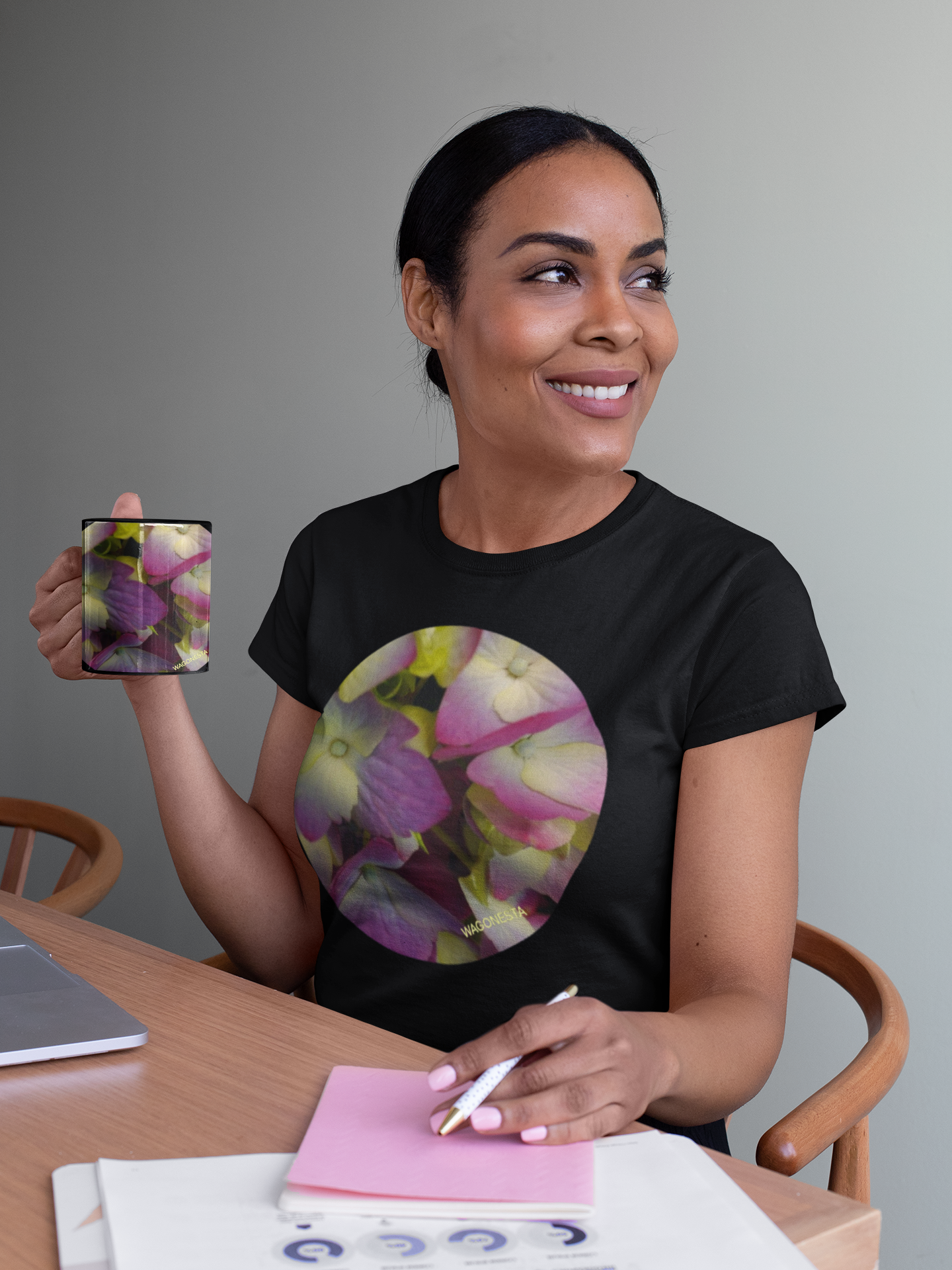 Lavender Yellow  Hydrangea - Women's Softstyle Tee - Gildan + Mug 'n Tee