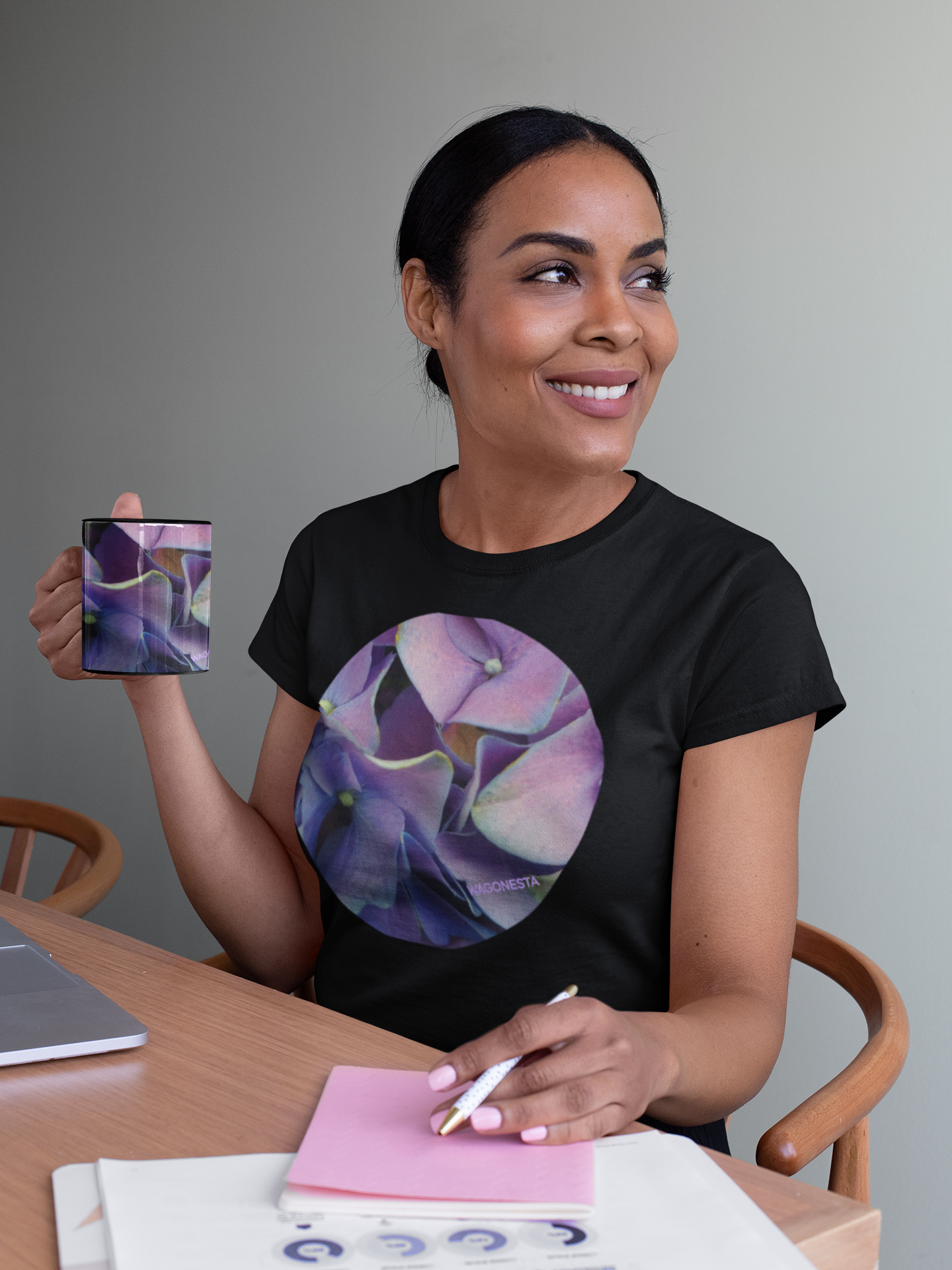 Lavender Blue Hydrangea- Women's Softstyle Tee - Gildan + Mug 'n Tee