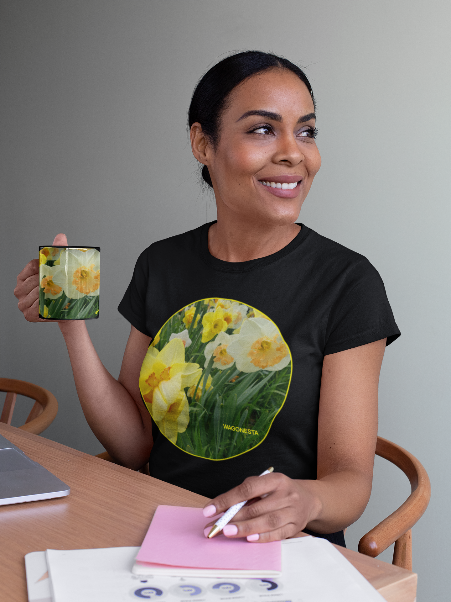 Field of Daffodils- Women's Softstyle Tee - Gildan +Mug 'n Tee