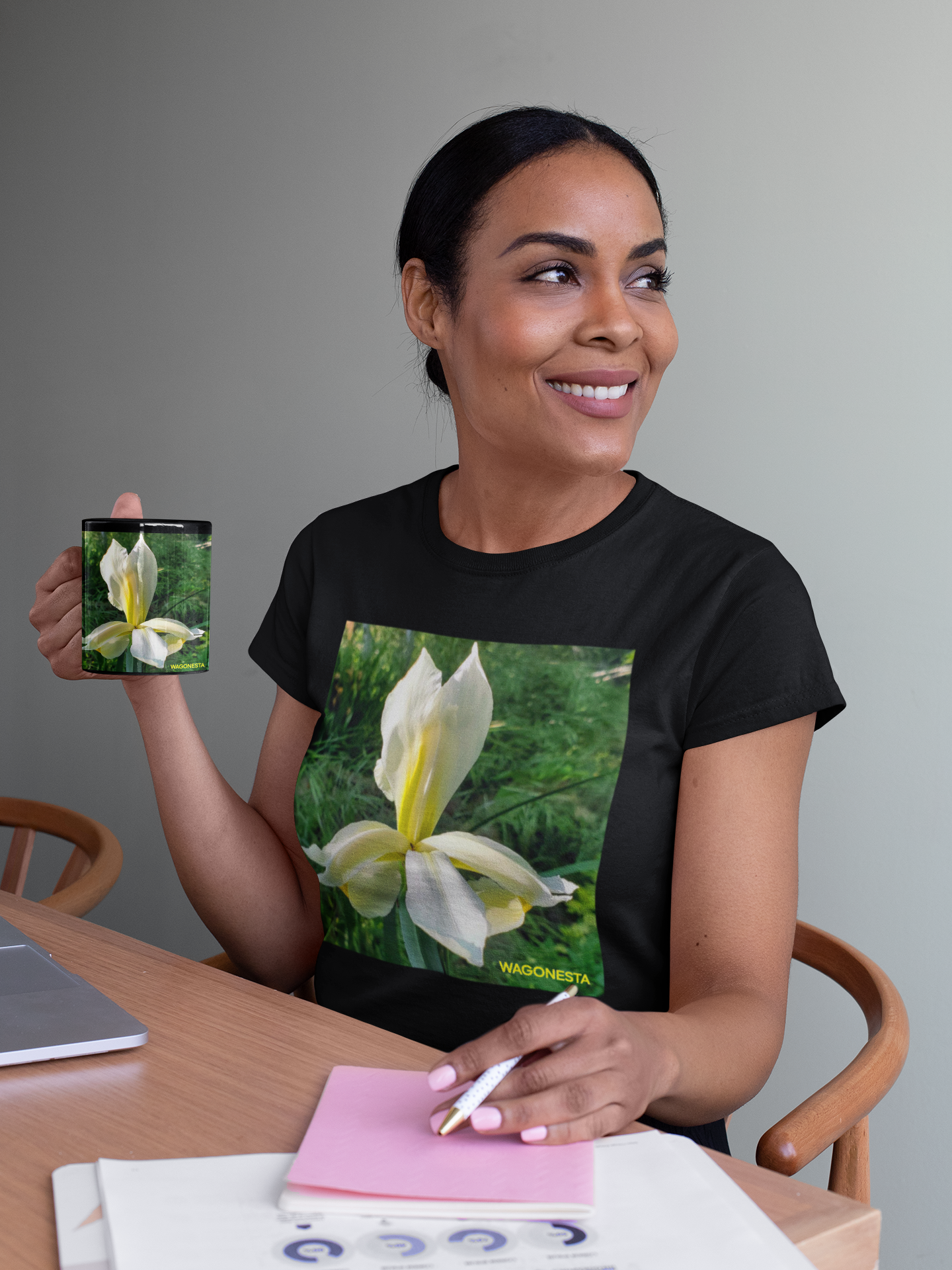 WHITE IRIS - Black Glossy Mug