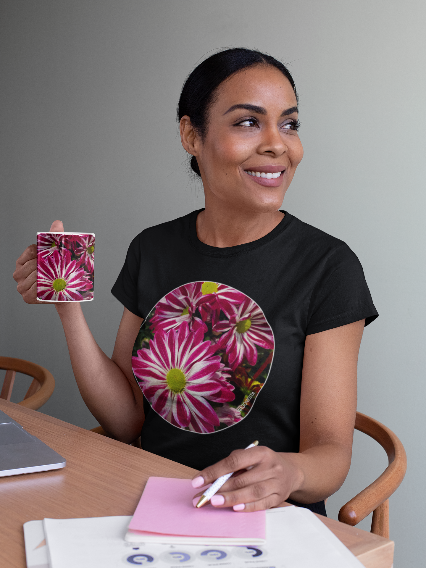 Striped Flowers - Women's Softstyle Tee - Gildan + Mug 'n Tee