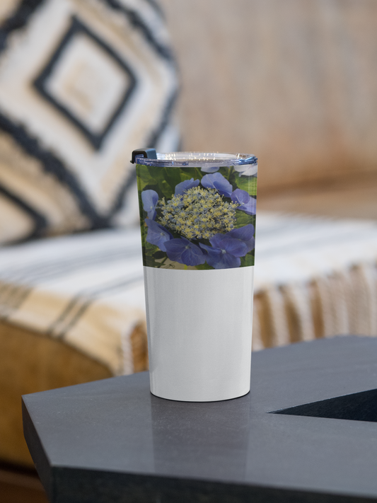 14 oz. Premium Travel Tumbler - Wagonesta - Periwinkle Hydrangea