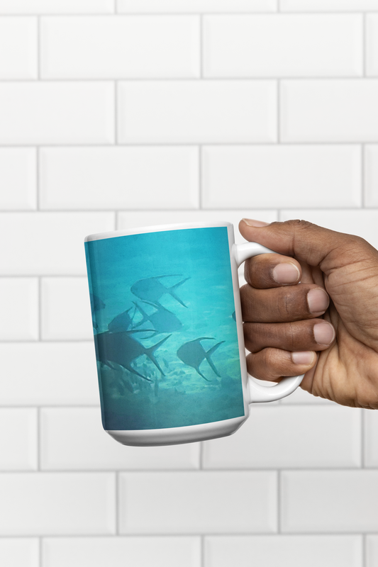 15 ounce Ceramic Mug - Wagonesta -  School of Fish