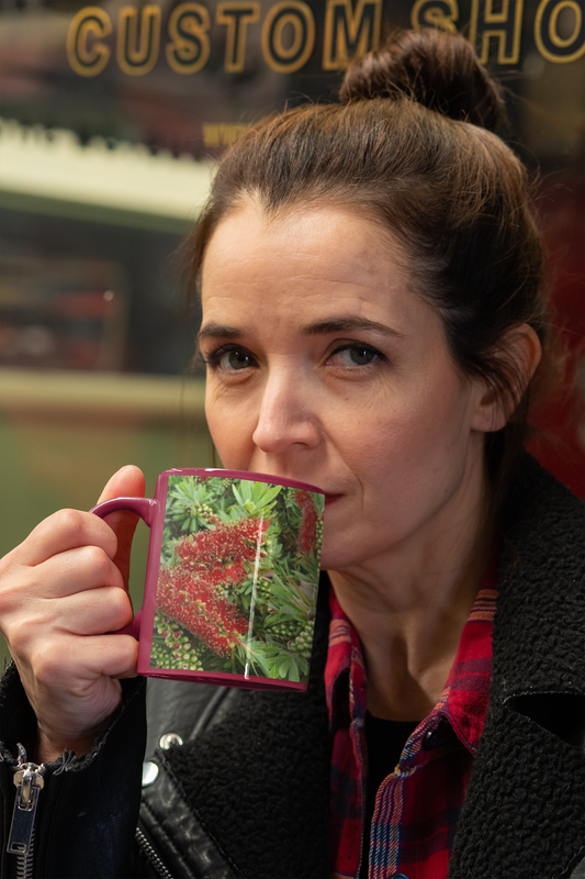 11 oz. Two-Tone Mug (Red) - Wagonesta - Gold Tipped Bottlebrush