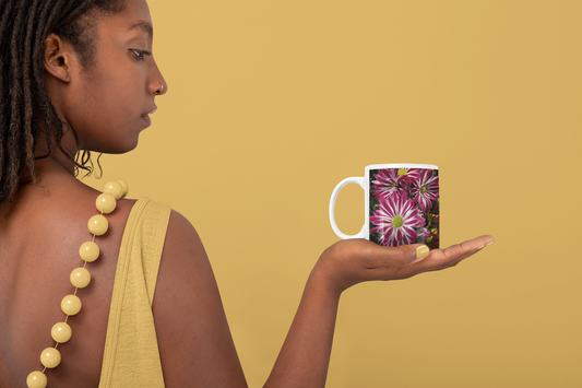 11 oz Ceramic Mug - Wagonesta - Striped Flowers