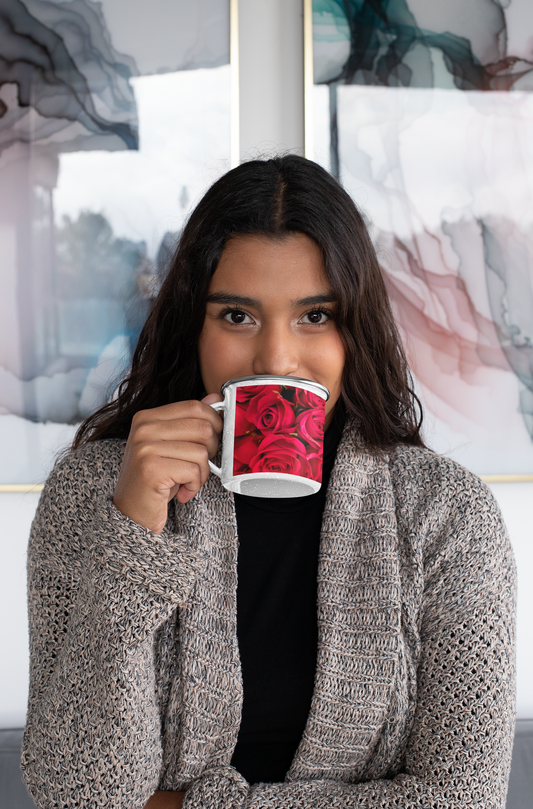 Enamel Mug - Wagonesta- Red Roses