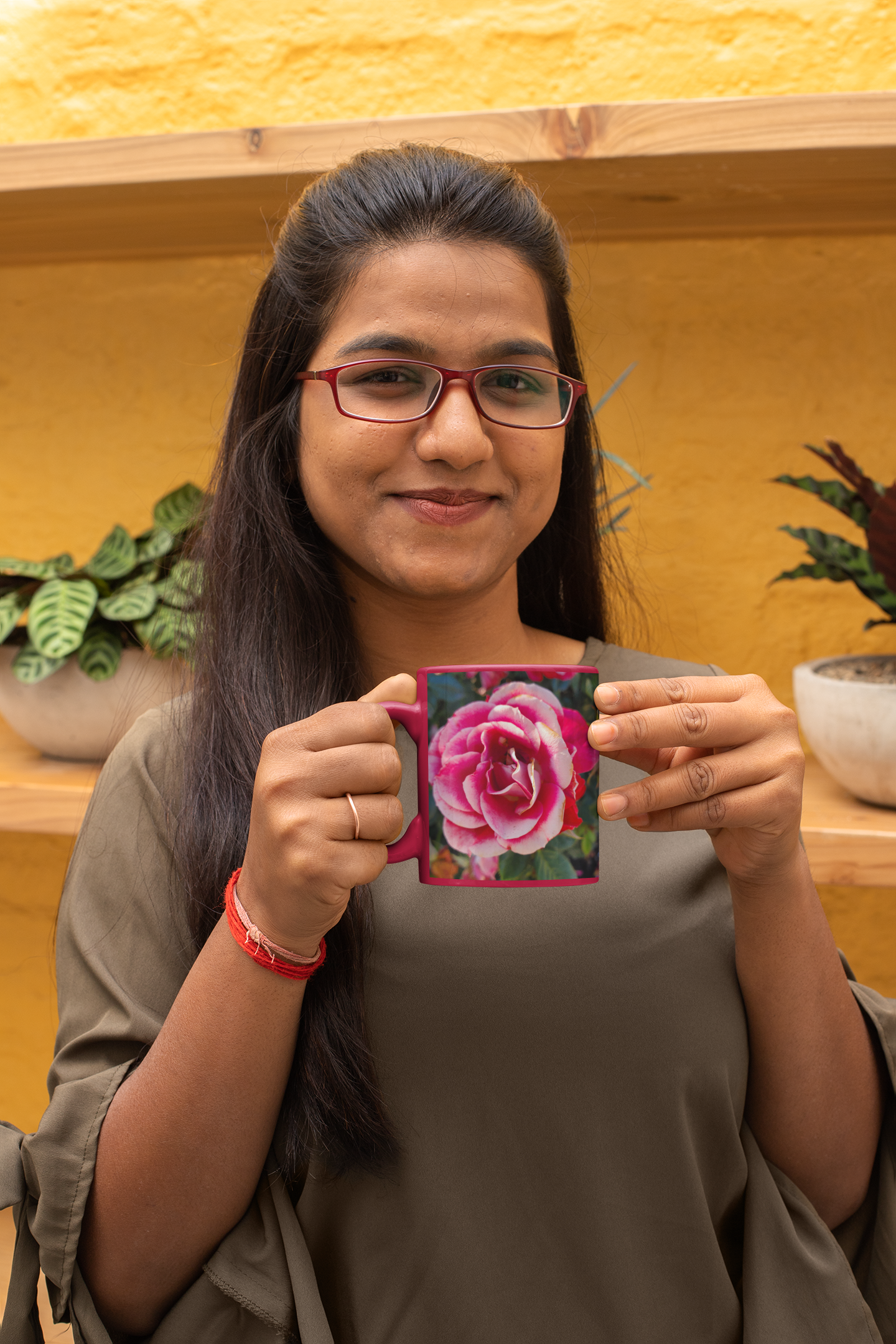 11 oz. Two-Tone Mug (Red) - Wagonesta  - Two Tone Roses